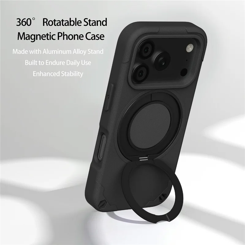 For iPhone 17 Pro EVA Phone Case Compatible with MagSafe Kickstand Protective Cover - Black