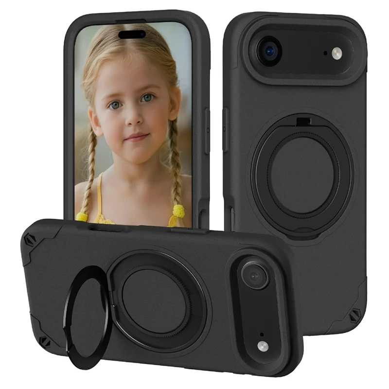 For iPhone Air EVA Phone Case Compatible with MagSafe Kickstand Protective Cover - Black