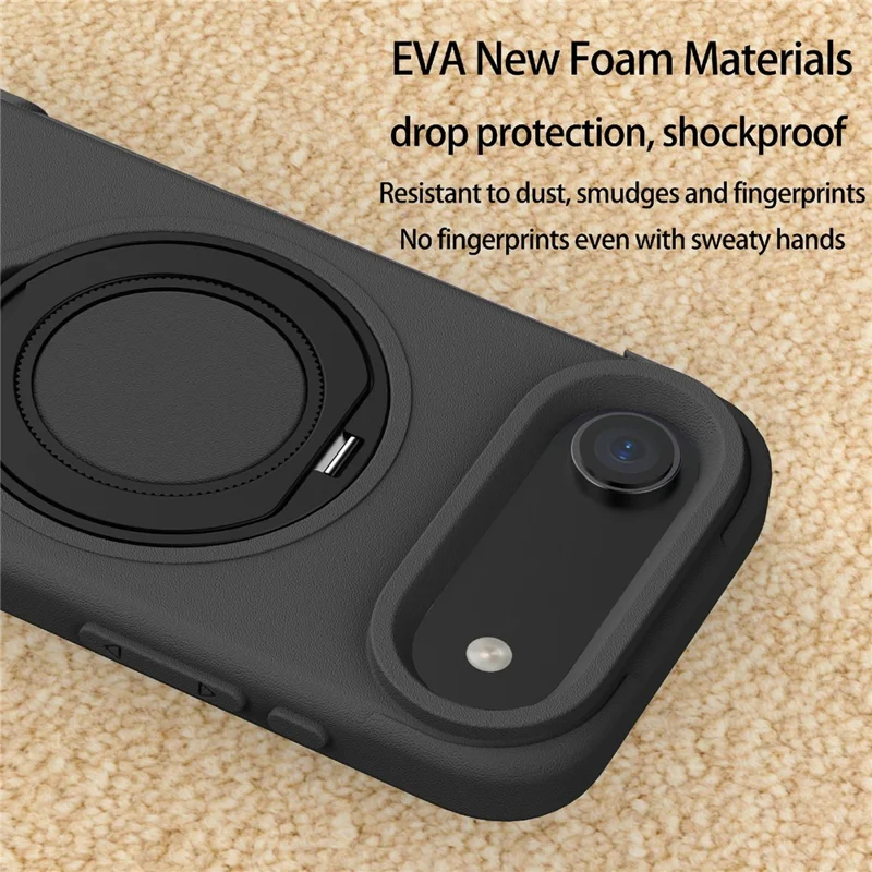 For iPhone Air EVA Phone Case Compatible with MagSafe Kickstand Protective Cover - Black