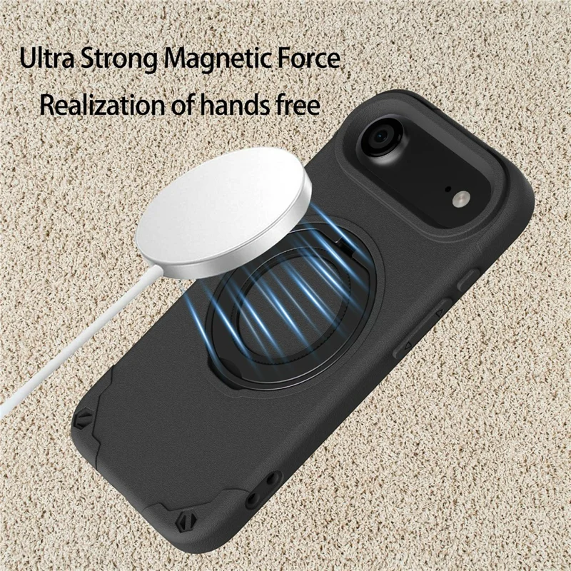 For iPhone Air EVA Phone Case Compatible with MagSafe Kickstand Protective Cover - Black