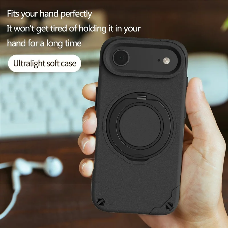 For iPhone Air EVA Phone Case Compatible with MagSafe Kickstand Protective Cover - Black