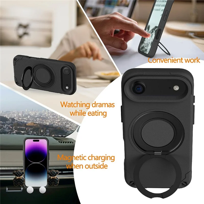 For iPhone Air EVA Phone Case Compatible with MagSafe Kickstand Protective Cover - Black