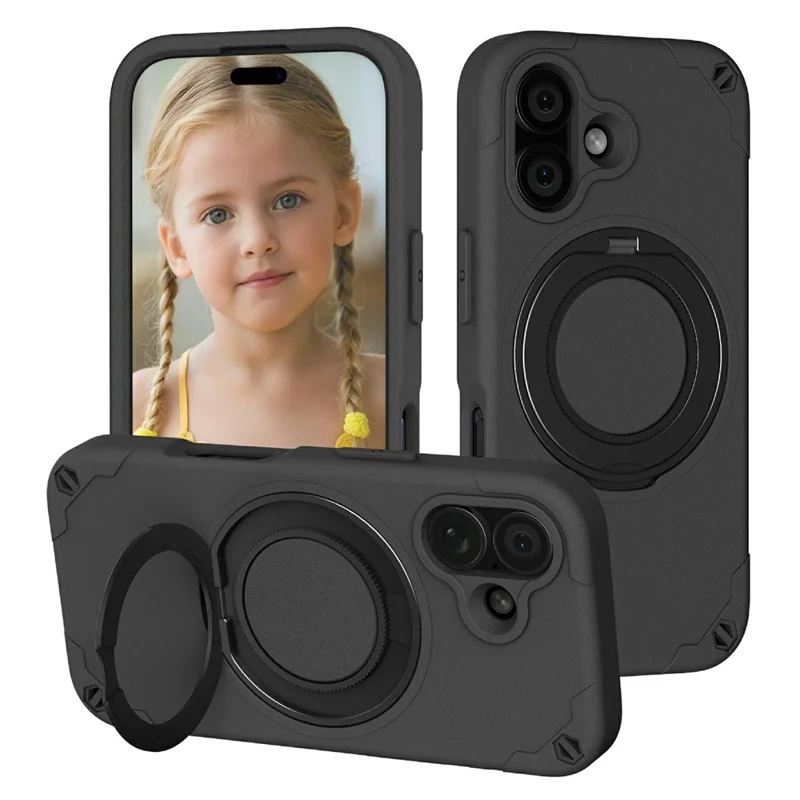 For iPhone 17 EVA Phone Case Compatible with MagSafe Kickstand Protective Cover - Black