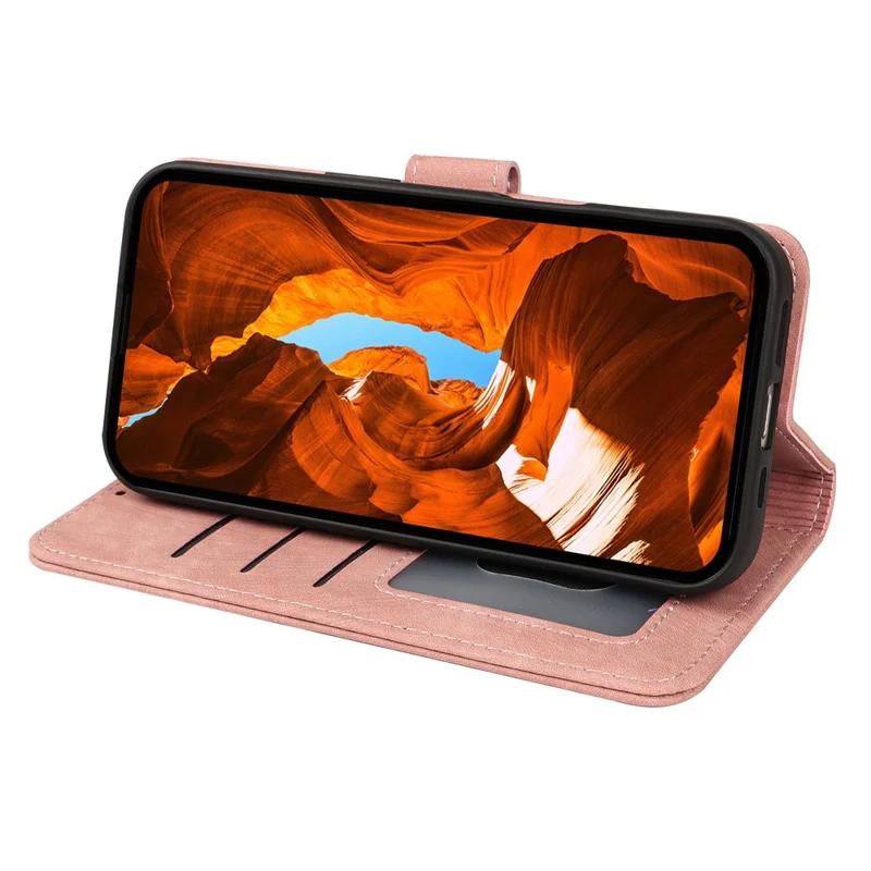 For Xiaomi Poco M8 5G / Redmi Note 15 5G (Global) / 15 4G (Global) Case Flip Wallet Striped Texture Leather Phone Cover - Rose Gold