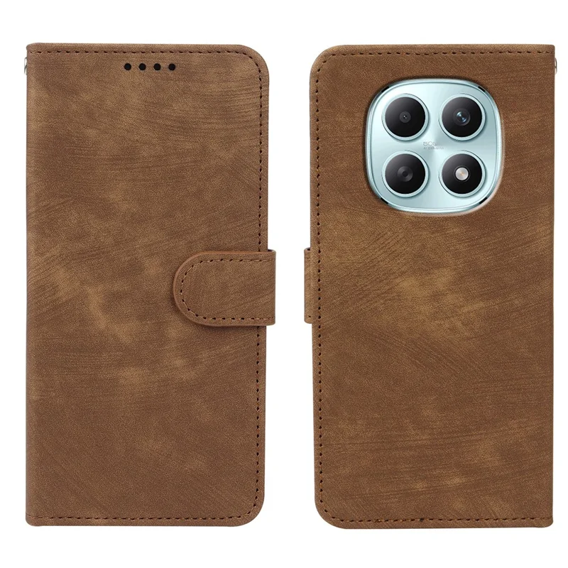 For Xiaomi Redmi Note 15 5G (Global) / 15 4G (Global) Case Flip Wallet Striped Texture Leather Phone Cover - Brown