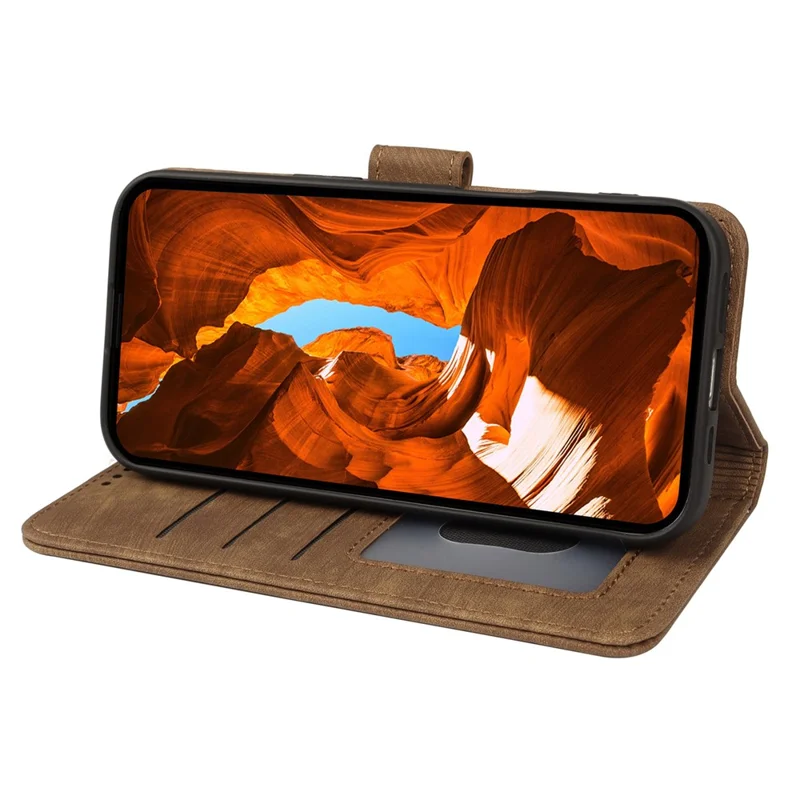 For Xiaomi Redmi Note 15 5G (Global) / 15 4G (Global) Case Flip Wallet Striped Texture Leather Phone Cover - Brown