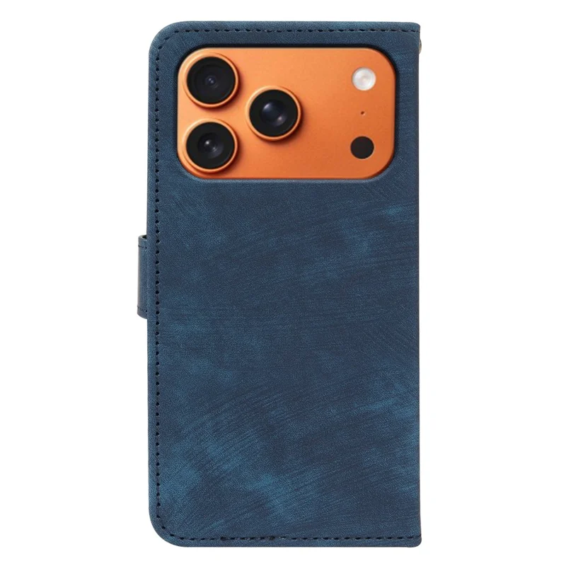 Flip-pungt wallet-taske til iPhone 17 Pro Max med striber i læderlook - Blå