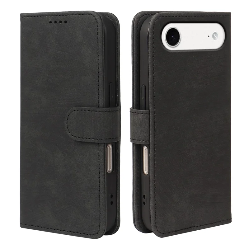 Flipportemonnee hoesje met streepstructuur van leer voor iPhone Air - Zwart