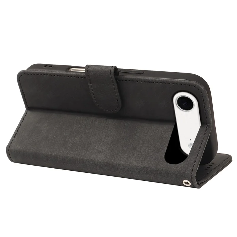 Flipportemonnee hoesje met streepstructuur van leer voor iPhone Air - Zwart