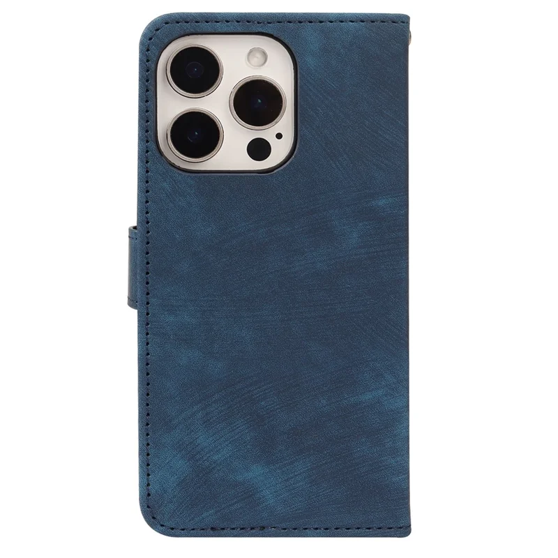 For iPhone 16 Pro Case Flip Wallet Striped Texture Leather Phone Cover - Blue