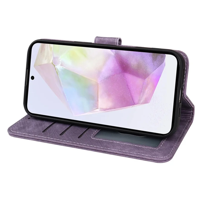 For Samsung S25FE Phone Case Leather Wallet Striped Pattern Magnetic Closure Shockproof Kickstand