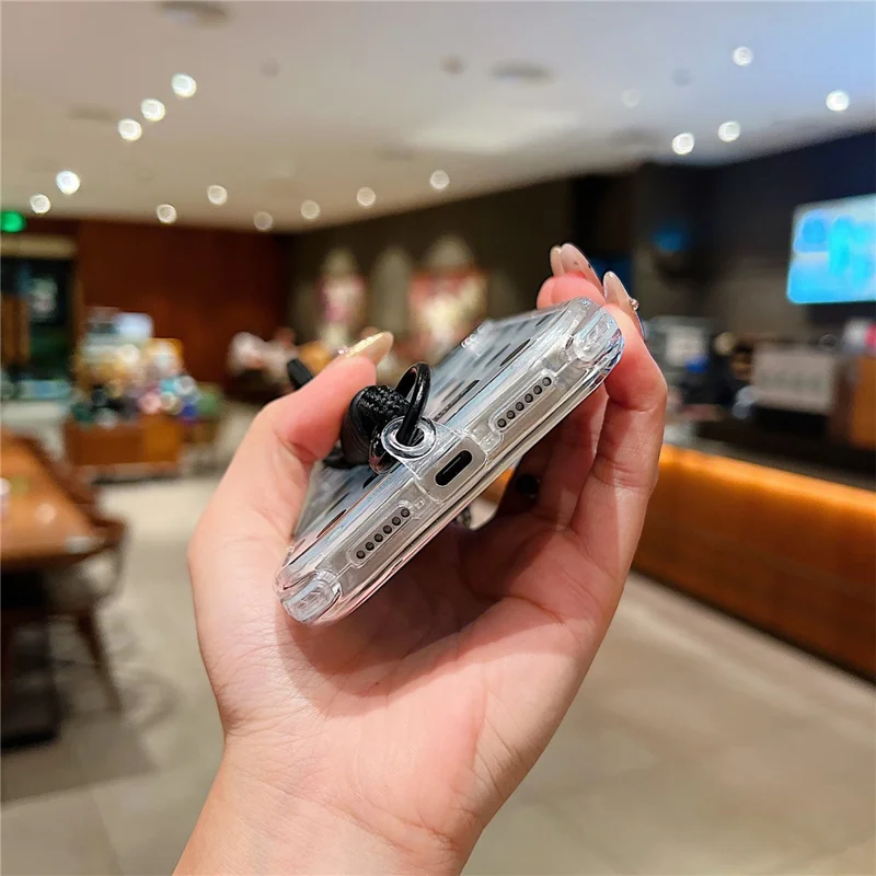 For iPhone 17 Pro Case Polka Dot Pattern PC + TPU Phone Cover with Lens Film  /  Strap - Pink