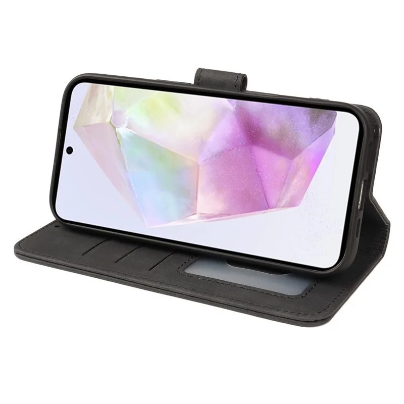 For Samsung S25FE Phone Case Leather Wallet Striped Pattern Magnetic Closure Shockproof Kickstand