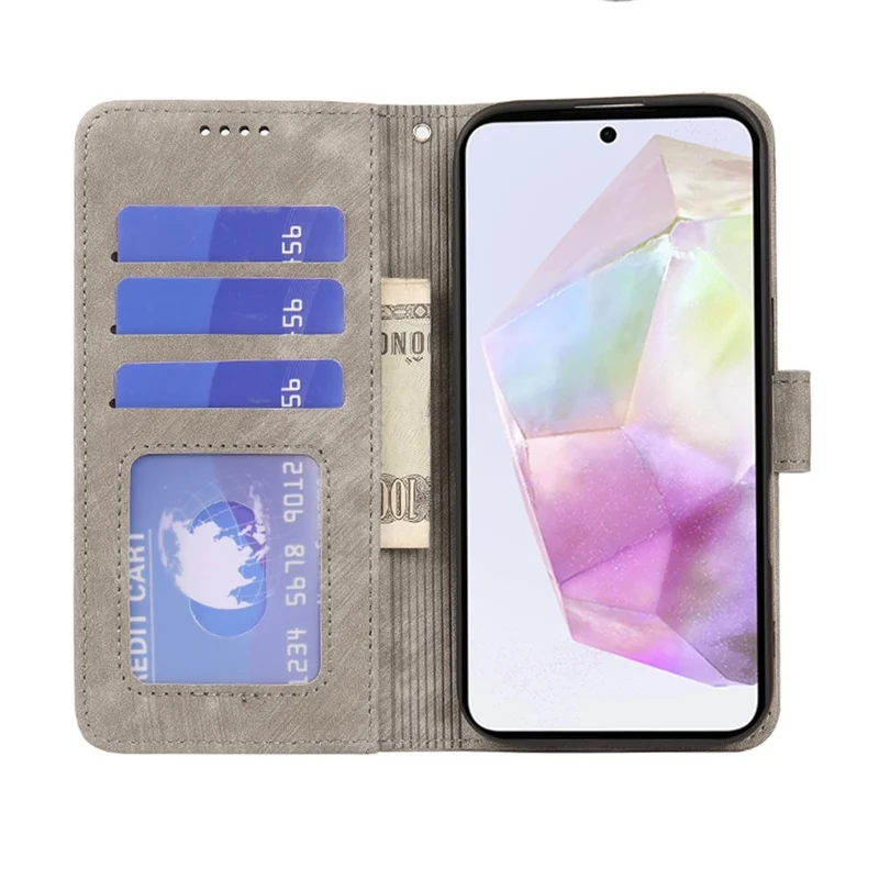For Samsung S25FE Phone Case Leather Wallet Striped Pattern Magnetic Closure Shockproof Kickstand