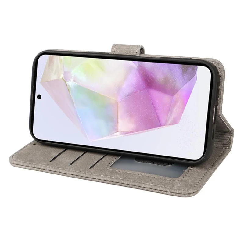For Samsung S25FE Phone Case Leather Wallet Striped Pattern Magnetic Closure Shockproof Kickstand