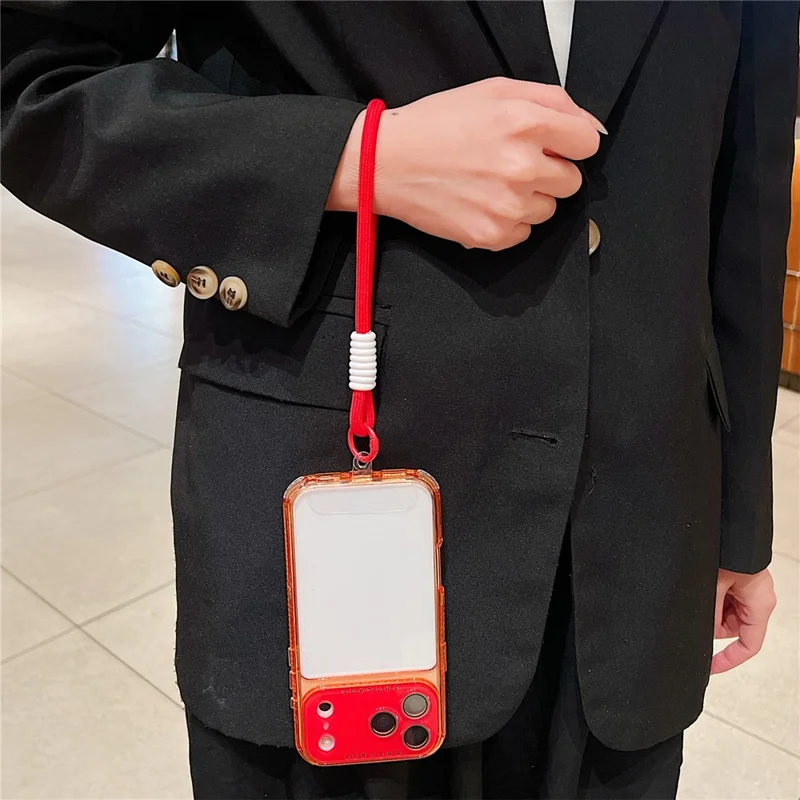 For iPhone 17 Pro Max Case Clear Colorful Frame Drop-Proof TPU + PC Phone Back Cover with Lens Film  /  Strap - Pink