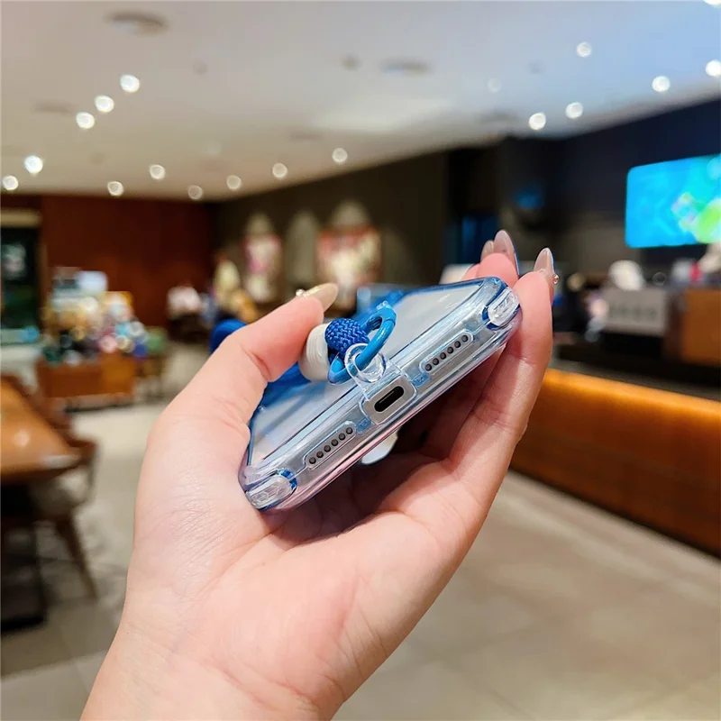 For iPhone 17 Pro Max Case Clear Colorful Frame Drop-Proof TPU + PC Phone Back Cover with Lens Film  /  Strap - Pink