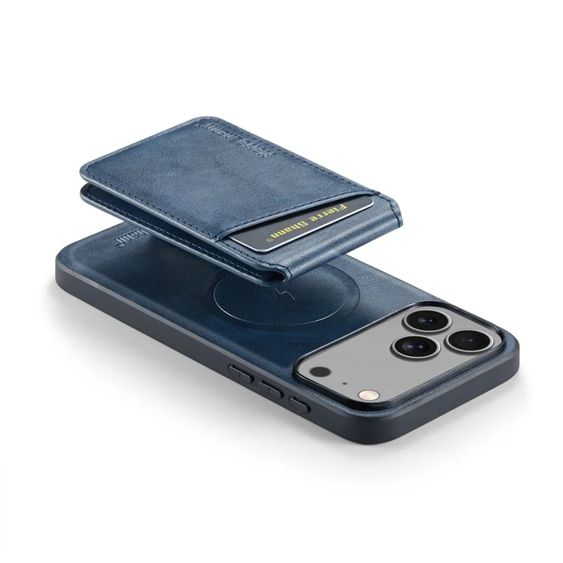 FIERRE SHANN 025 Style For iPhone 17 Pro Case Leather + TPU Detachable Card Slots Phone Cover - Blue