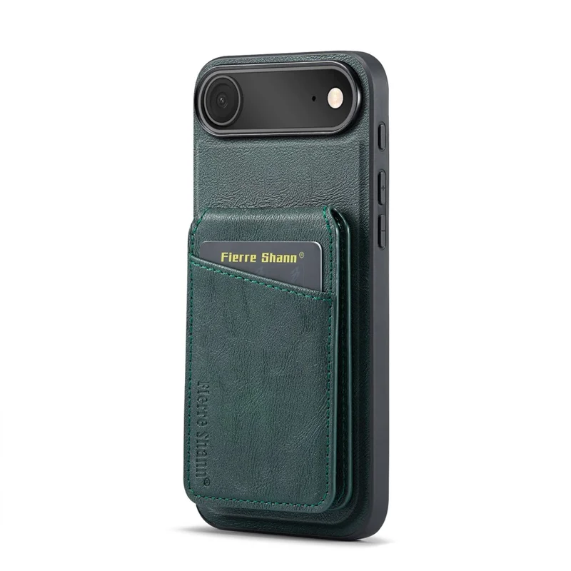 FIERRE SHANN 025 Style For iPhone Air Case Leather + TPU Detachable Card Slots Phone Cover - Green