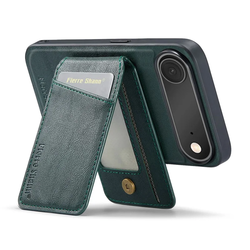 FIERRE SHANN 025 Style For iPhone Air Case Leather + TPU Detachable Card Slots Phone Cover - Green