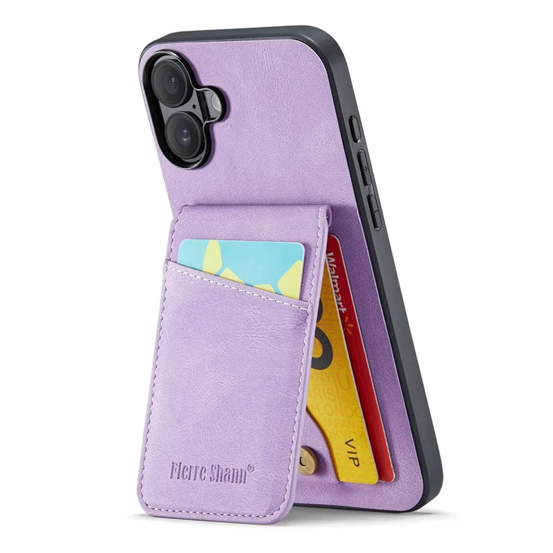 FIERRE SHANN 023 Voor iPhone 17 Hoesje Met Kaarthouder En Standaard Lederen RFID-blokkering Achterkant - Paars