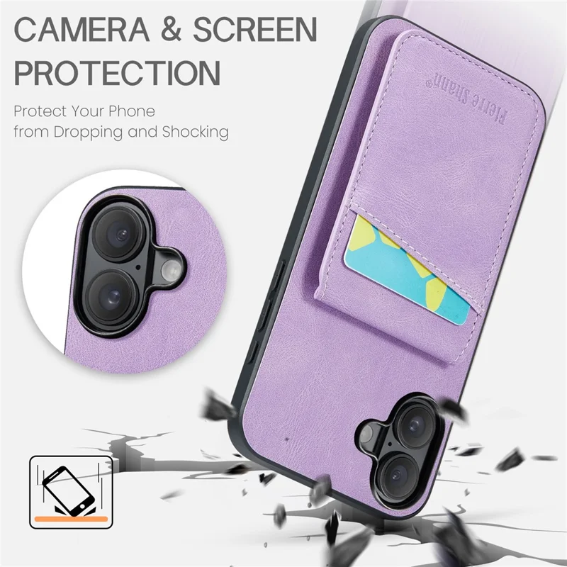 FIERRE SHANN 023 Voor iPhone 17 Hoesje Met Kaarthouder En Standaard Lederen RFID-blokkering Achterkant - Paars