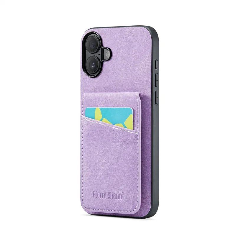 FIERRE SHANN 023 Voor iPhone 17 Hoesje Met Kaarthouder En Standaard Lederen RFID-blokkering Achterkant - Paars