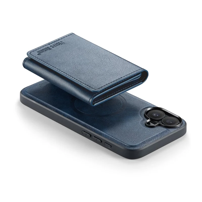 FIERRE SHANN FS030 For iPhone 17 Magnetic Case Tri-Fold Wallet Leather Back Cover with Card Holder - Blue