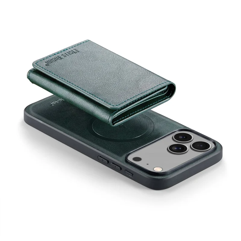 FIERRE SHANN FS030 til iPhone 17 Pro Max magnetisk hylster med tri-fold wallet, læderlukning med kortplads - Grøn