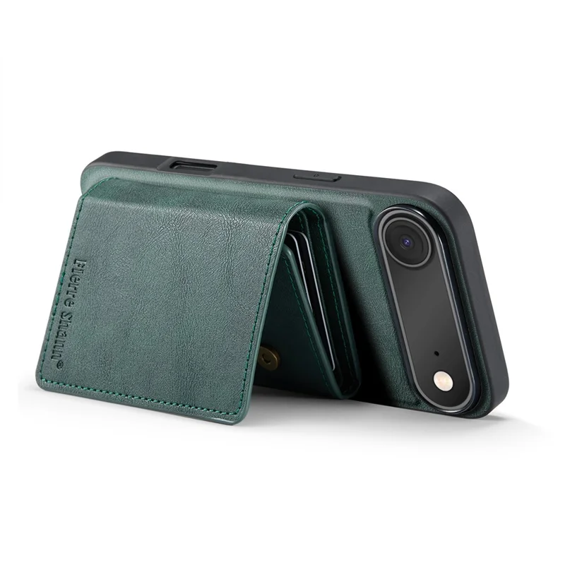 FIERRE SHANN FS030 For iPhone Air Magnetic Case Tri-Fold Wallet Leather Back Cover with Card Holder - Green