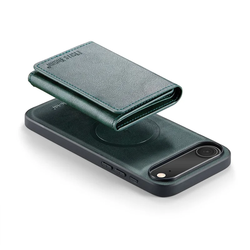 FIERRE SHANN FS030 For iPhone Air Magnetic Case Tri-Fold Wallet Leather Back Cover with Card Holder - Green