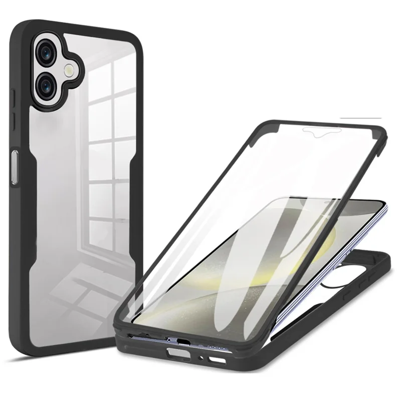 For Samsung Galaxy M36 5G Case Acrylic + TPU Clear Phone Cover with PET Screen Film - Black