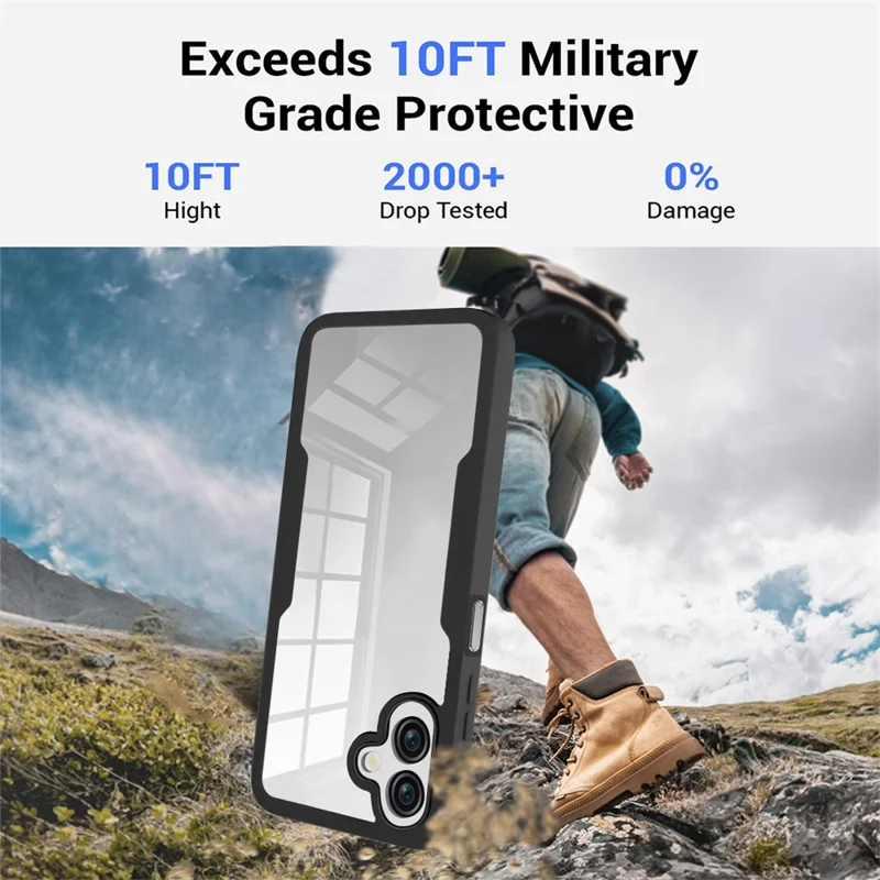 For Samsung Galaxy M36 5G Case Acrylic + TPU Clear Phone Cover with PET Screen Film - Black