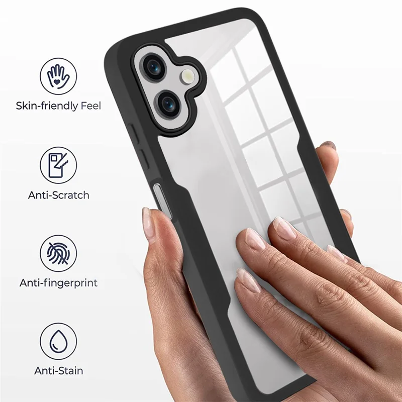 For Samsung Galaxy M36 5G Case Acrylic + TPU Clear Phone Cover with PET Screen Film - Black