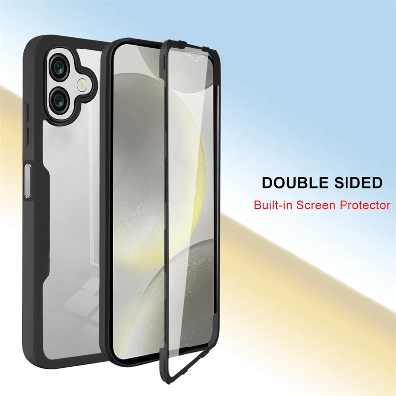 For Samsung Galaxy M36 5G Case Acrylic + TPU Clear Phone Cover with PET Screen Film - Black