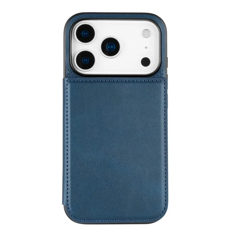 HANMAN Mika Series For iPhone 17 Pro Case with Card Holder PU Leather + TPU Back Cover - Blue