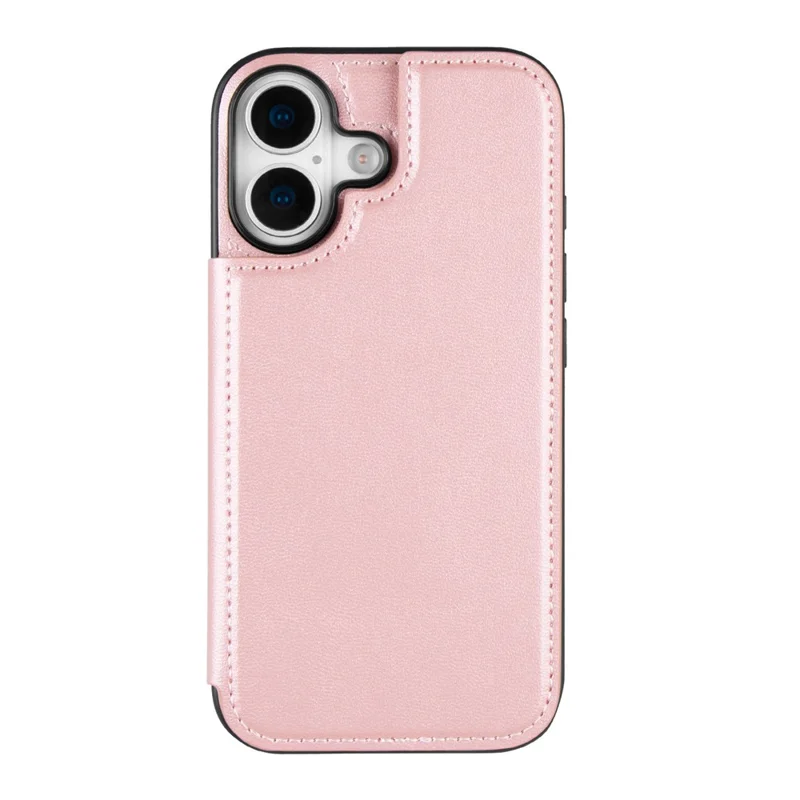 HANMAN Mika Series For iPhone 17 Case with Card Holder PU Leather + TPU Back Cover - Rose Gold