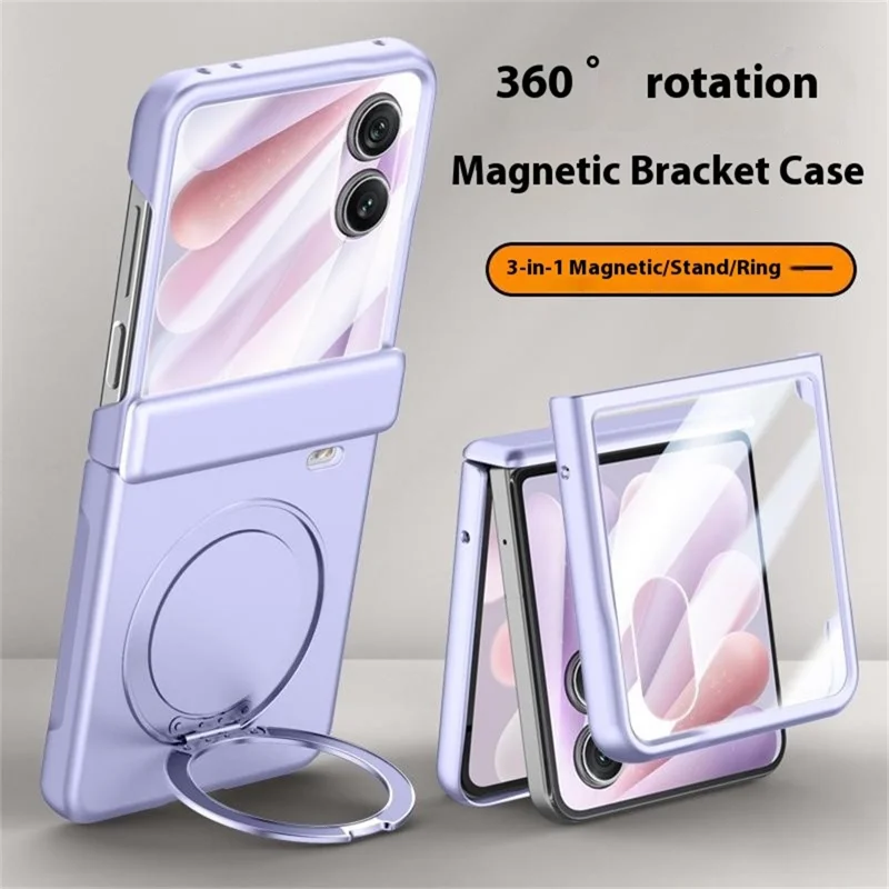 Til Honor Magic V Flip 2 Etui Kompatibel med MagSafe Stand Skærmværn i PC-telefonetui med Hudfølelse - Lilla