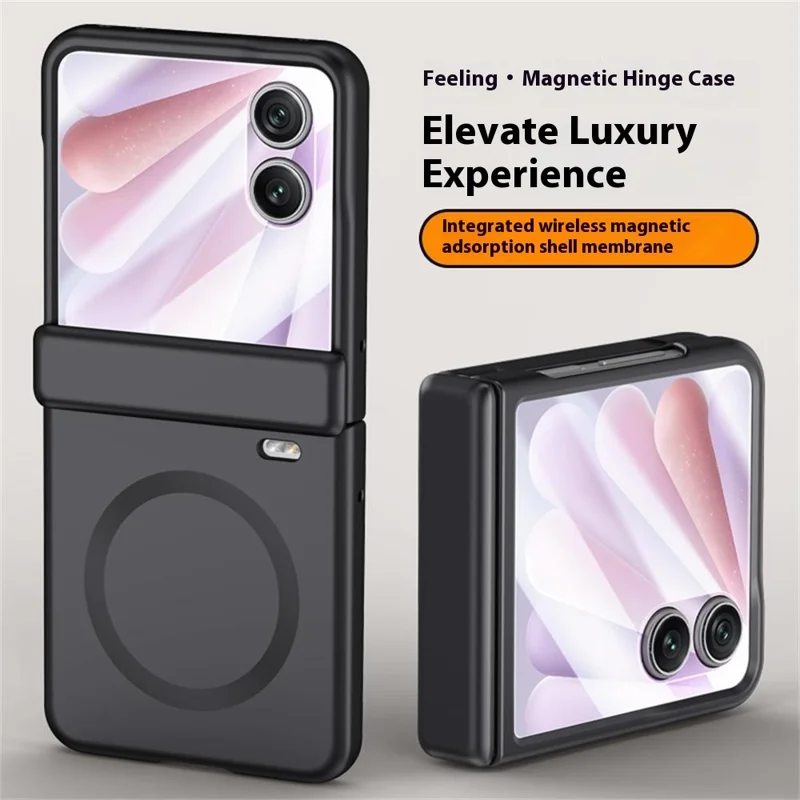 For Honor Magic V Flip 2 Magnetic Case Hard PC Phone Cover with Rear Small Screen Protector - Silver