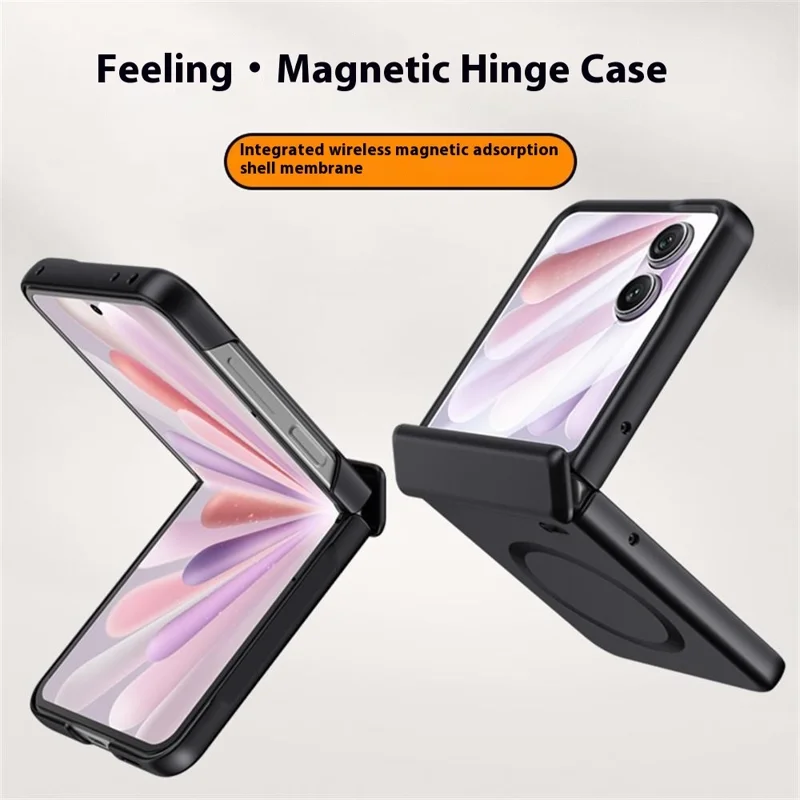For Honor Magic V Flip 2 Magnetic Case Hard PC Phone Cover with Rear Small Screen Protector - Silver