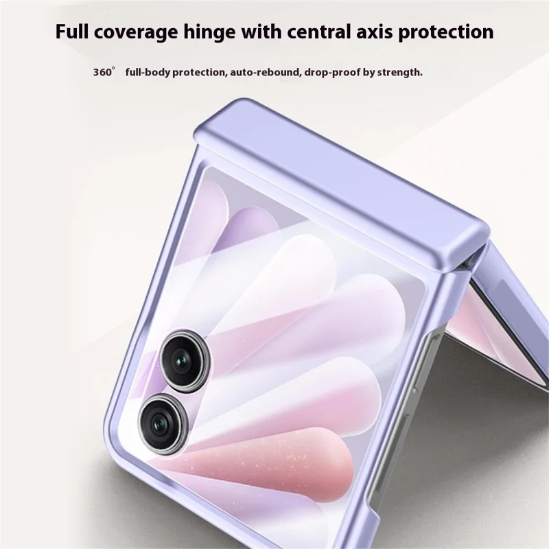 For Honor Magic V Flip 2 Magnetic Case Hard PC Phone Cover with Rear Small Screen Protector - Silver