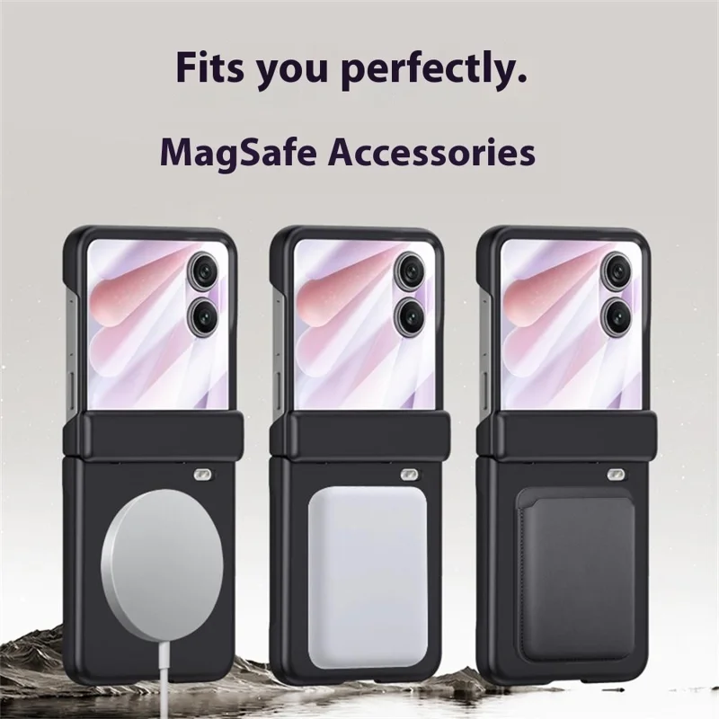 For Honor Magic V Flip 2 Magnetic Case Hard PC Phone Cover with Rear Small Screen Protector - Silver