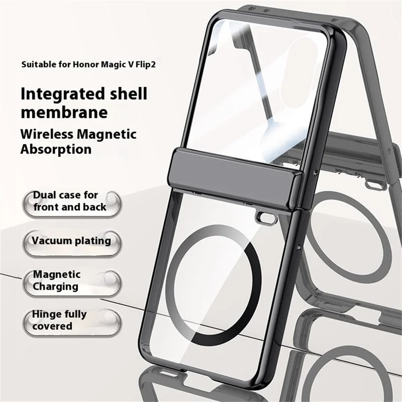 Magnetisk skal till Honor Magic V Flip 2, hårt PC + akryl, med HD-skydd för lilla bakskärm - Lila