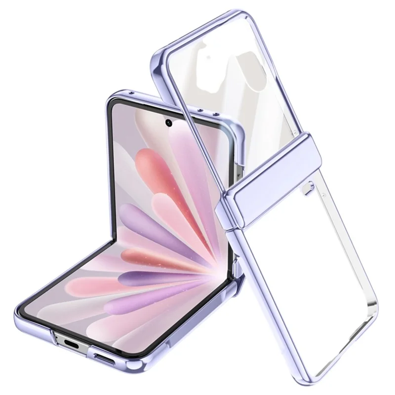 For Honor Magic V Flip 2 Case PC + Acrylic Phone Cover with Rear Small Screen Protector Hinge Protection - Silver - Purple