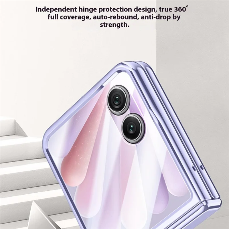 For Honor Magic V Flip 2 Case PC + Acrylic Phone Cover with Rear Small Screen Protector Hinge Protection - Silver - Purple