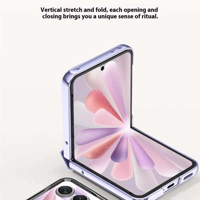 For Honor Magic V Flip 2 Case PC + Acrylic Phone Cover with Rear Small Screen Protector Hinge Protection - Silver - Purple