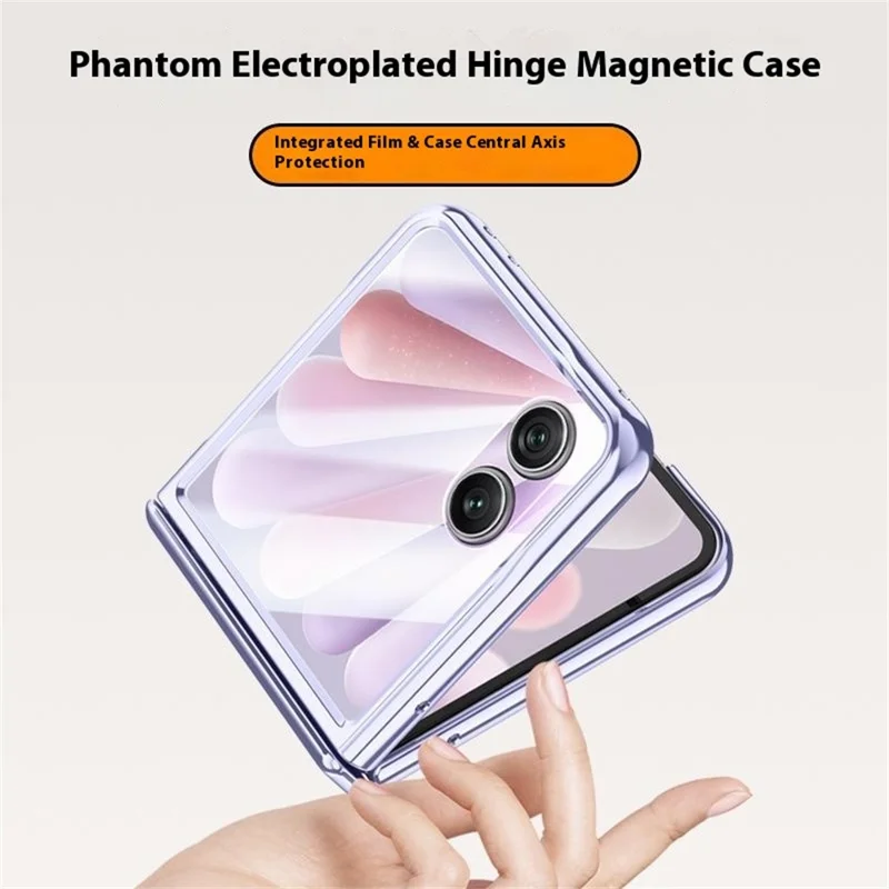 For Honor Magic V Flip 2 Case PC + Acrylic Phone Cover with Rear Small Screen Protector Hinge Protection - Silver - Purple