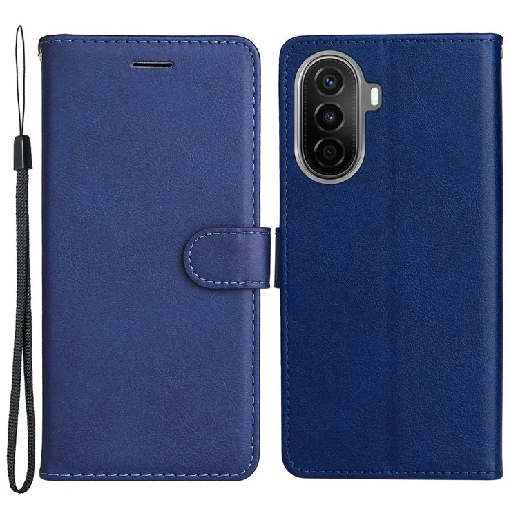 KT Leather Series-2 para Huawei Enjoy 50 / nova Y70 Plus 4G / nova Y70 Funda Cartera con Tapa de Cuero PU de Color Sólido con Soporte Magnético y Correa - Azul