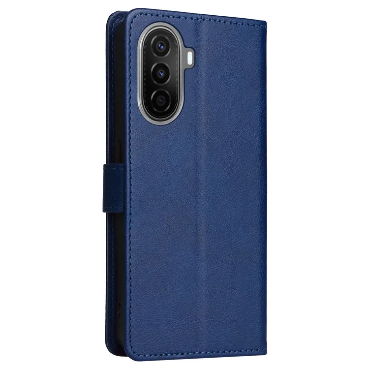 KT Leather Series-2 para Huawei Enjoy 50 / nova Y70 Plus 4G / nova Y70 Funda Cartera con Tapa de Cuero PU de Color Sólido con Soporte Magnético y Correa - Azul