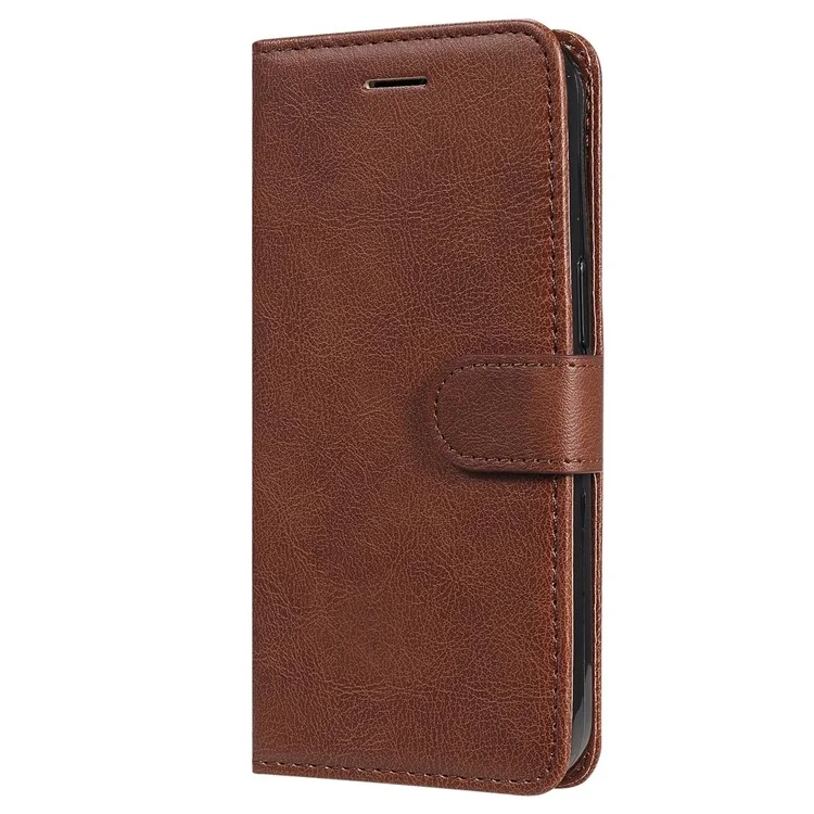 For Huawei Enjoy 50 / nova Y70 Plus 4G / nova Y70 Case Solid Color Leather Mobile Cover Wallet Stand with Strap - Brown